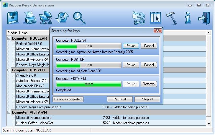 Screenshot of Recover Keys Enterprise