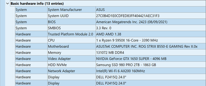 Basic hardware information