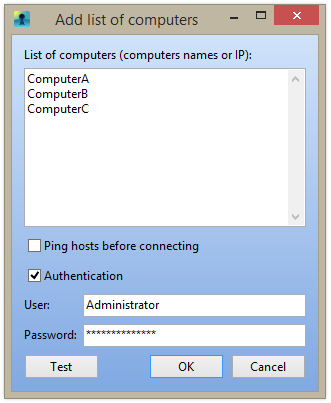 Add list of computers dialog