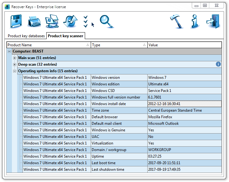 Operating system info