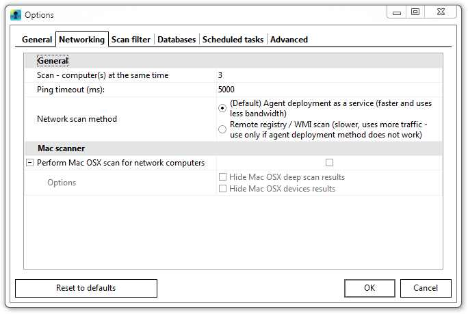 Networking inside of options dialog